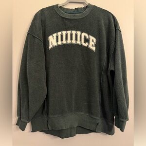 Aerie The Chill Cozy Crew Oversized Terry Sweatshirt, green, VGUC, XS